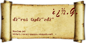 Örsi Győző névjegykártya